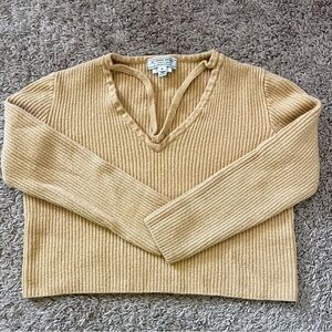 Vintage St. John Sport by Marie Gray Yellow Gold Ribbed Wool Blend Sweater SZ M